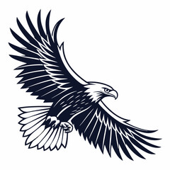 Obraz premium his stylized, graphic illustration showcases a detailed line drawing Line Art Illustration of an Eagle's