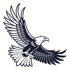 his stylized, graphic illustration showcases a detailed line drawing Line Art Illustration of an Eagle's