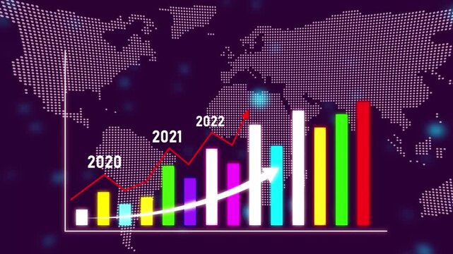 Business Statistics, Market Data And Infographics Layout/ 4k animation of a set of design business and market data analysis and reports, with infographics, bar stats, charts and diagrams