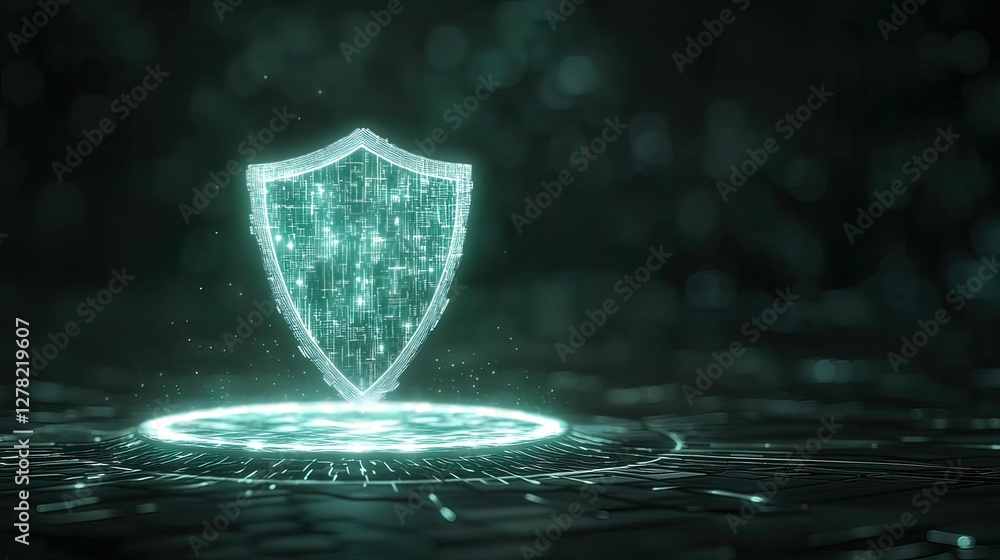 Aufkleber cybersecurity tools shielding digital space abstract illustration virtual environment high-tech view