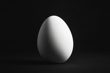 White egg isolated against a plain black background softly lit