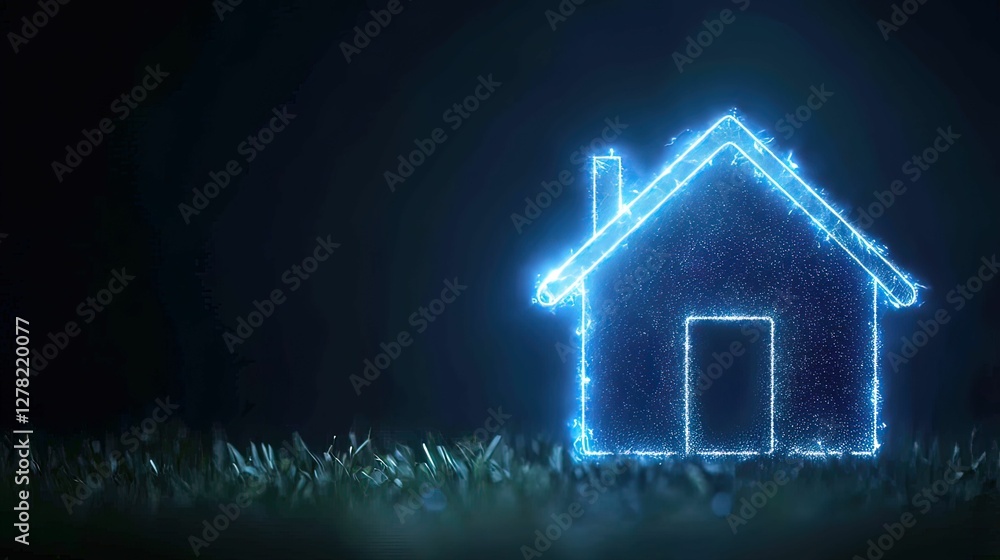 Poster illuminated cybersecurity home concept virtual space digital abstract environment layered perspectiv