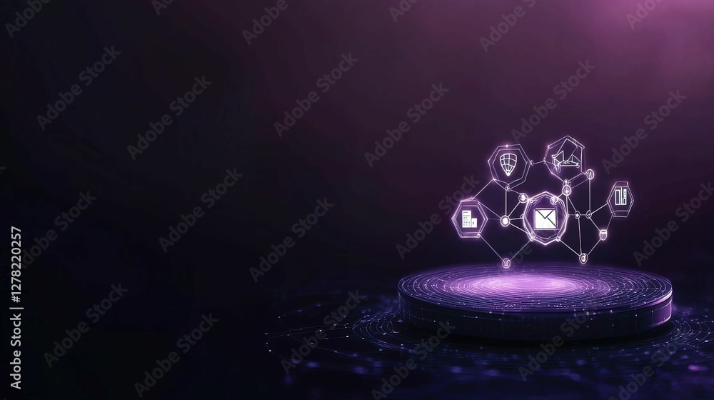 Aufkleber abstract virtual network with glowing connections digital realm graphic design futuristic high-tech 