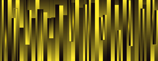 Abstract background with vertical yellow stripes. The background features a glossy, metallic texture with vibrant yellow color scheme. Surreal geometric bar pattern background. Gold background vector.