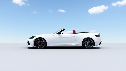 Fototapeta premium Exciting convertible car drive open road photograph clear sky side view automotive lifestyle experience