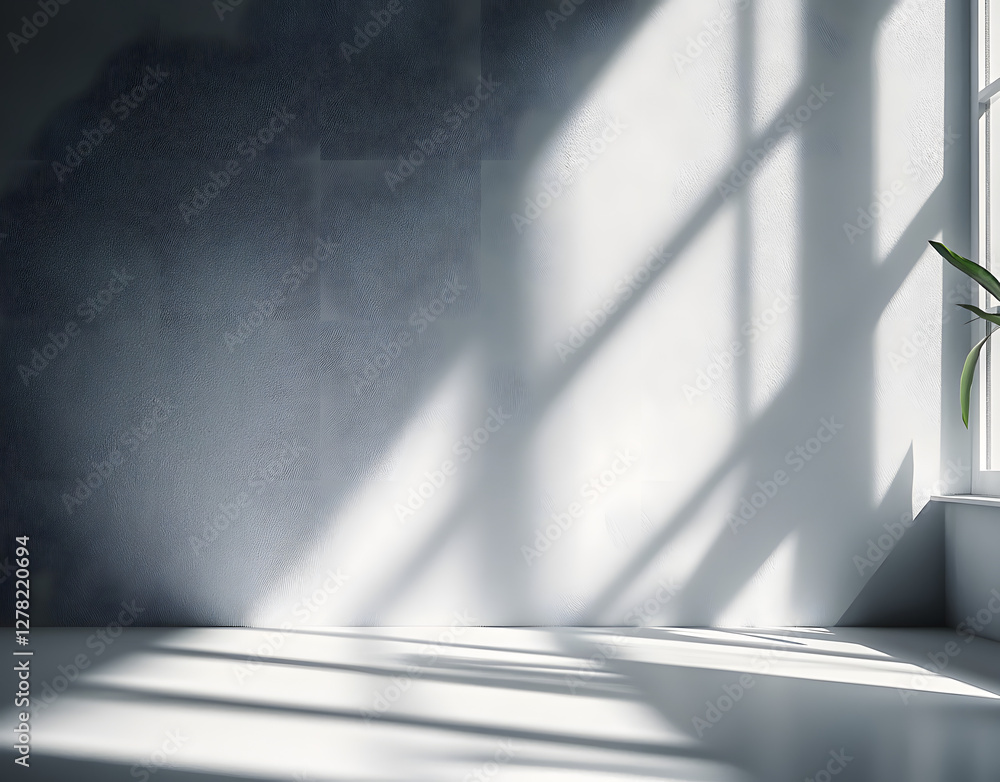 Aufkleber gray background for product presentation with shadow and light from windows