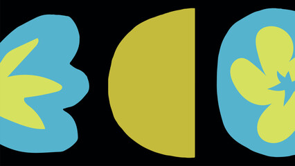 Abstract leaves and flower nature shape in blue yellow dark desktop wallpaper vector. Leaves and Flower abstract shape dark blue yellow background. Abstract nature space desktop wallpaper background