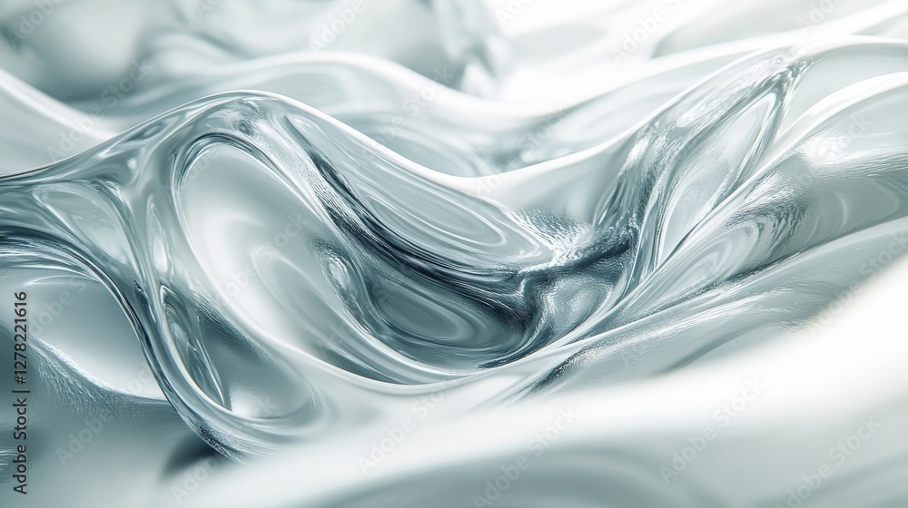 Poster silvery undulating waves flow seamlessly across the abstract surface