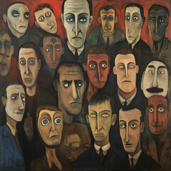 Abstract Expressionist Portrait of Diverse Faces - AI Generated Image