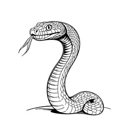Fototapeta premium Realistic Snake Illustration – Black and White Serpent Drawing for Tattoos, Science, and Printable Wildlife Art