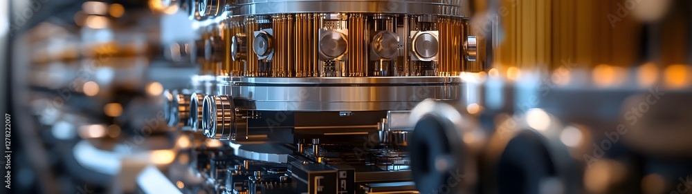 Aufkleber Intricate Machinery and Industrial Engineering Technology Background with Shiny Metal Gears Cogs and Components in a Factory or Manufacturing Setting