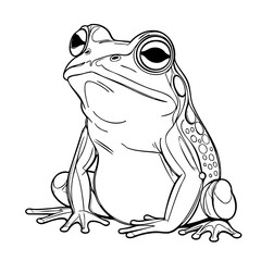 Realistic Frog Illustration – Black and White Outline Drawing for Nature Art, Coloring Pages, and Printable Wildlife Sketch