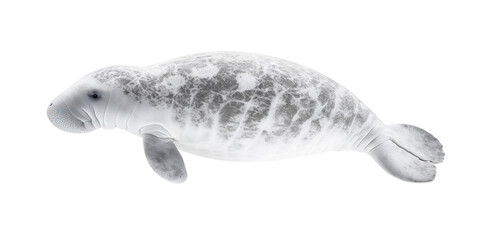 Fototapeta premium Manatee swimming gracefully underwater habitat transparent background marine environment side view aquatic concept