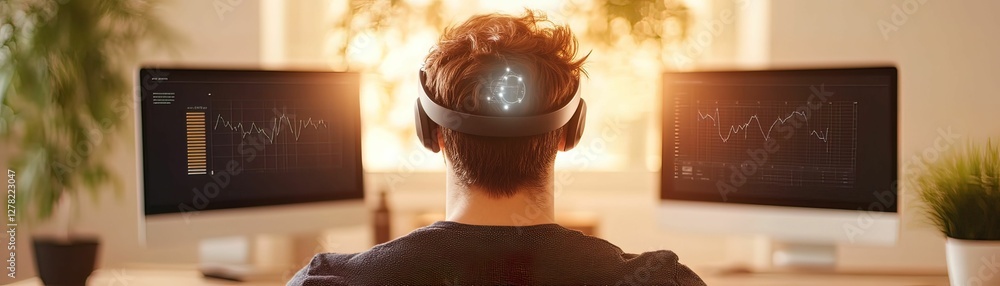 Aufkleber innovative remote workspace integration with arvr technology home office digital setup modern enviro