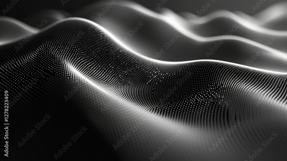 Poster an abstract representation of interconnected flowing digital particles