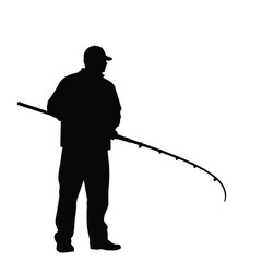 Fisherman casting line in silhouette, professional dedication