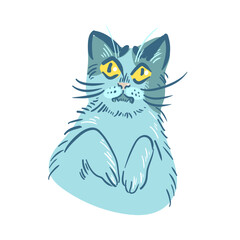 A cute and quirky cat with a silly, bewildered expression brings joy and humor to any design. charming sketch captures the playful essence of feline antics, perfect for playful projects, cat lovers.