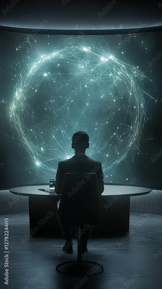 Aufkleber innovative remote collaboration hub futuristic workspace digital space tech environment introspectiv