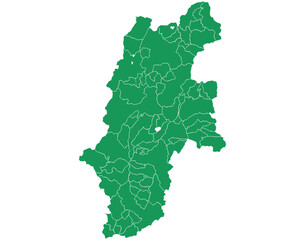 長野県　地図　グリーン　イラスト