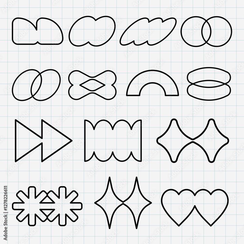 Poster vectors. collection of abstract shapes, featuring various geometric forms. shapes include circles, s