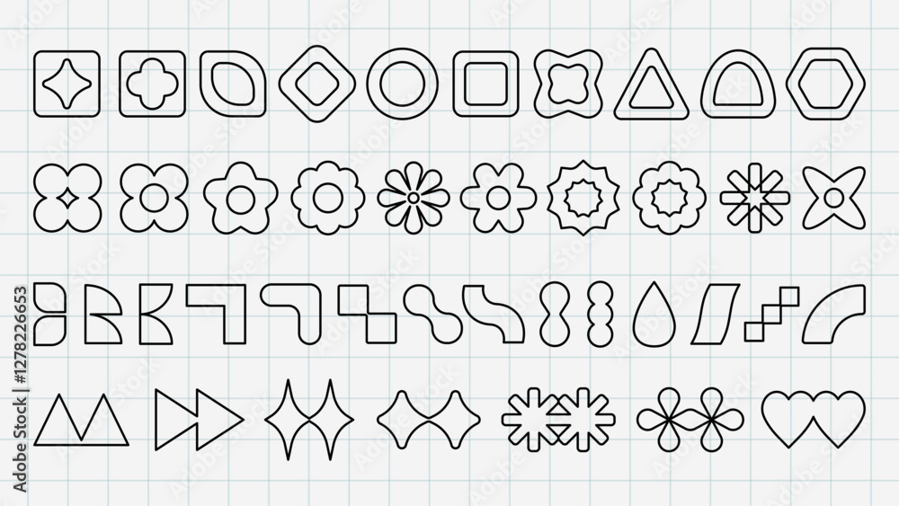 Aufkleber vectors. collection of abstract shapes, featuring various geometric forms. shapes include circles, s