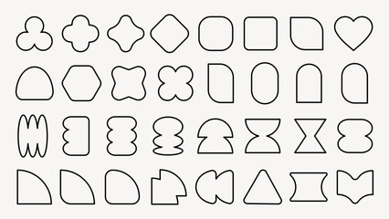 Vectors. Collection of abstract shapes, featuring various geometric forms. Shapes include circles, squares, and triangles. Abstract shapes for design projects. Black shapes, vector set.