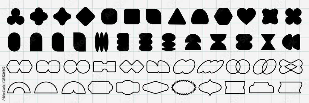 Aufkleber vectors. collection of abstract shapes, featuring various geometric forms. shapes include circles, s