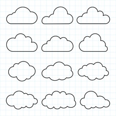 Simple outlined cloud illustration.