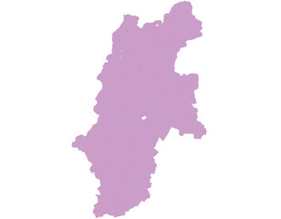 長野県　地図　紫　斑点　イラスト