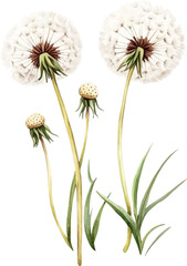 Obraz premium watercolor dandelion on white background 