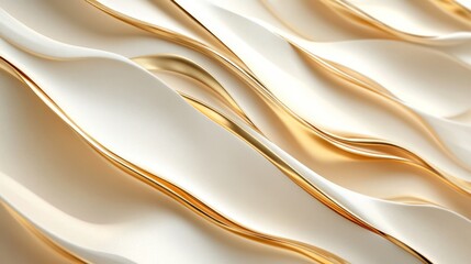 Obraz premium Elegant golden and white flowing fabric displaying fluid beauty