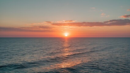 Serene Ocean Sunset with Vibrant Colors and Expansive Skies Ideal for Text Overlays and Relaxing Backgrounds