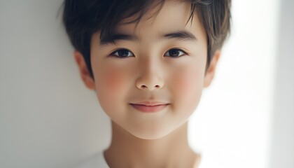 Portrait of a young boy with a gentle smile