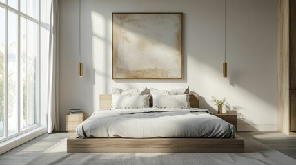 Elegant Minimalist Bedroom with Natural Light and Cozy Atmosphere