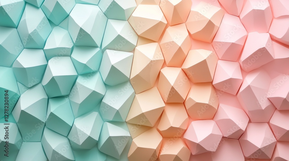 Poster the abstract colorful geometric faceted surface displaying different colors nicely