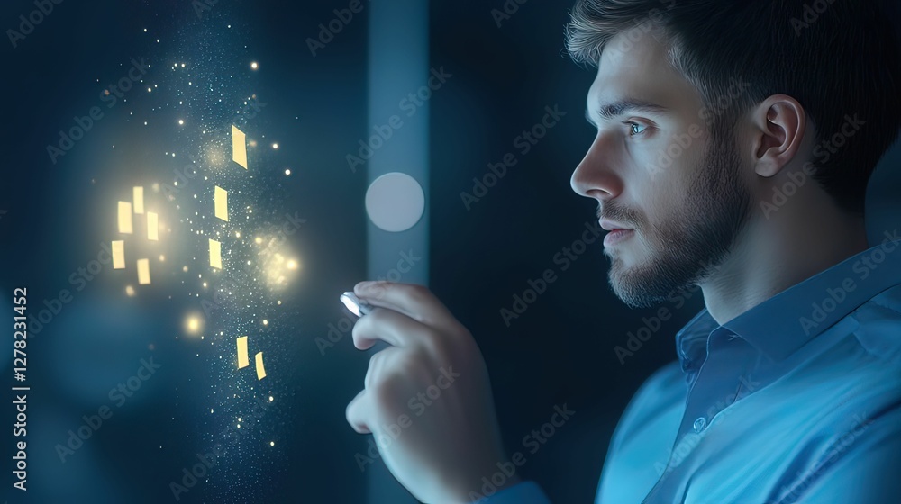 Aufkleber innovative virtual brainstorming session with holograms digital workspace visual collaboration futur