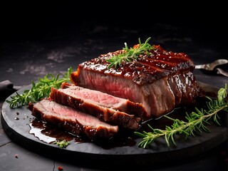 Grilled Steak with Rosemary and Sauce