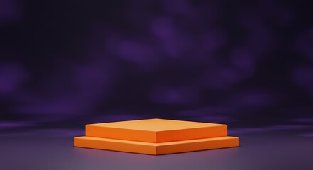 Fototapeta premium Orange podium and minimal abstract background for Halloween, 3d rendering geometric shape