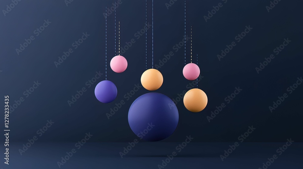 Poster colorful abstract platform interface connecting particles in a minimalist setting
