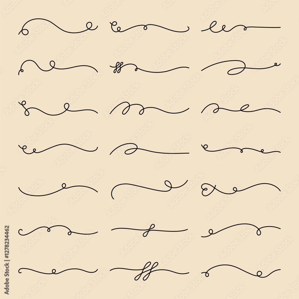 Wall mural vector set. elegant swirls and flourishes in a decorative design. flourishes and swirls create a sop