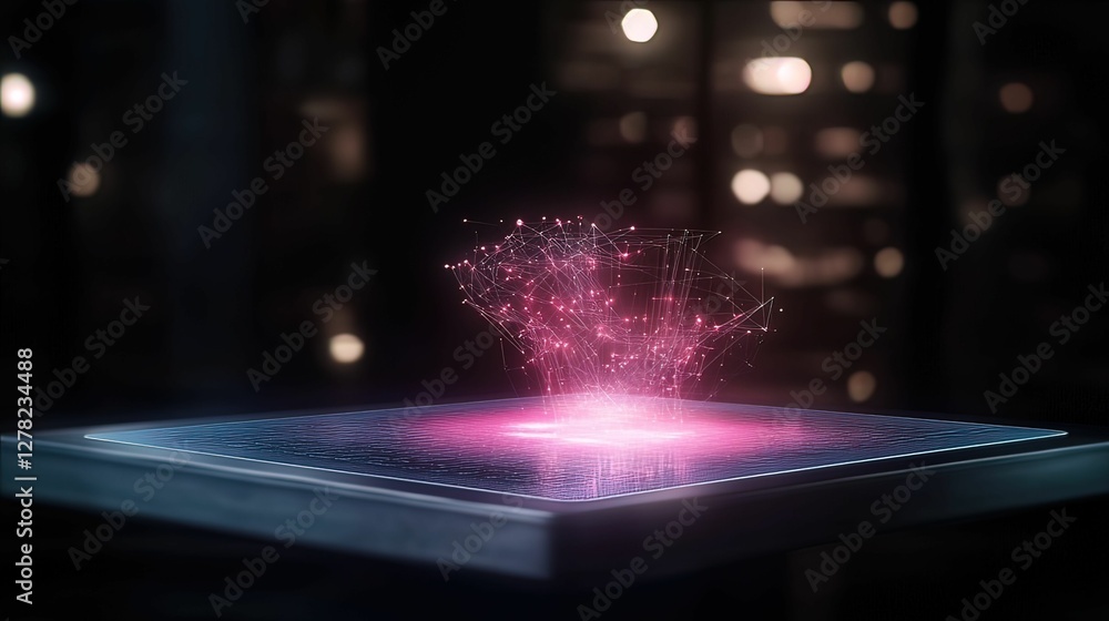Aufkleber holographic remote workspace technology digital environment interactive display sci-fi concept virtu