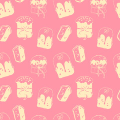 Easter seamless pattern with cakes