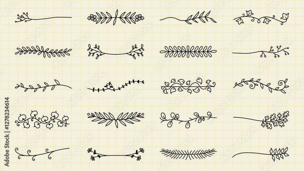 Wall mural vector set. elegant swirls and flourishes in a decorative design. flourishes and swirls create a sop