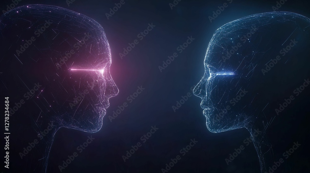 Aufkleber ai-powered assistants engaging in compressed scale management futuristic setting visual digital real