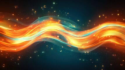 Fototapeta premium Abstract Fiery Waves: Digital Art of Glowing Energy