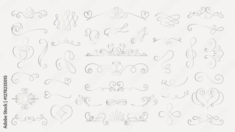 Wall mural vector set. elegant swirls and flourishes in a decorative design. flourishes and swirls create a sop