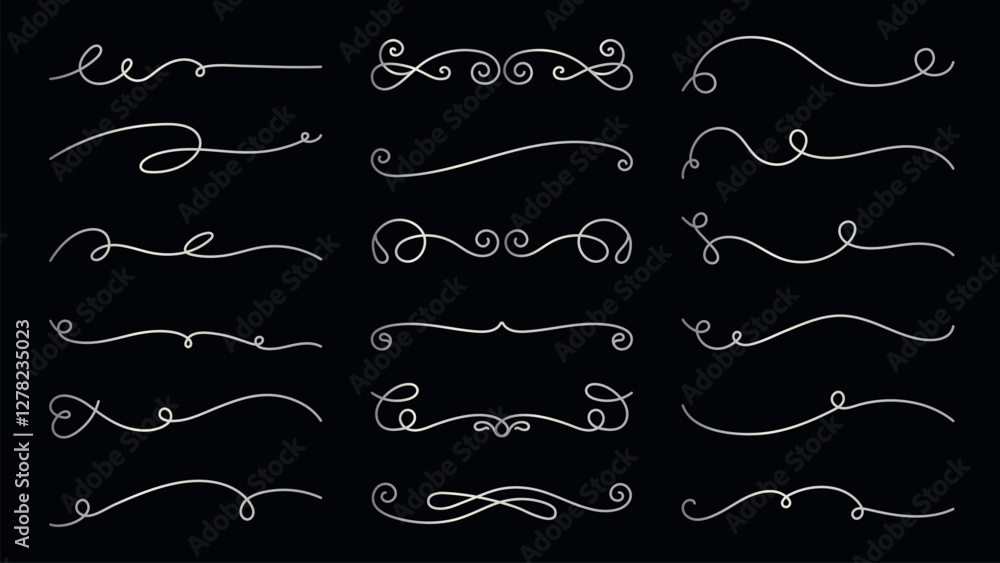 Wall mural vector set. elegant swirls and flourishes in a decorative design. flourishes and swirls create a sop
