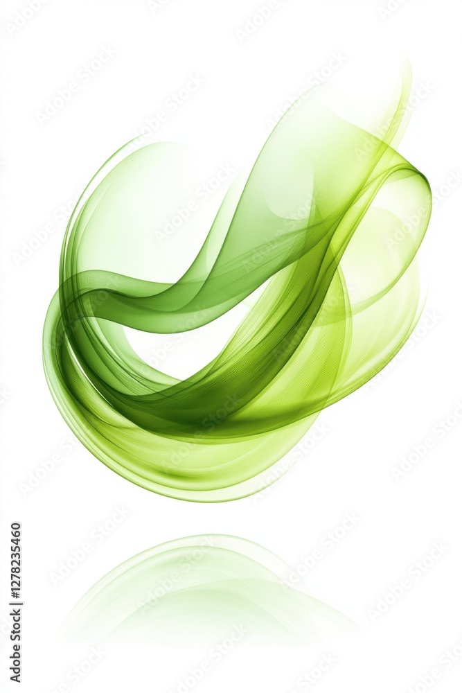 Aufkleber ethereal green wave flowing with graceful movement on a white background abstract design element for