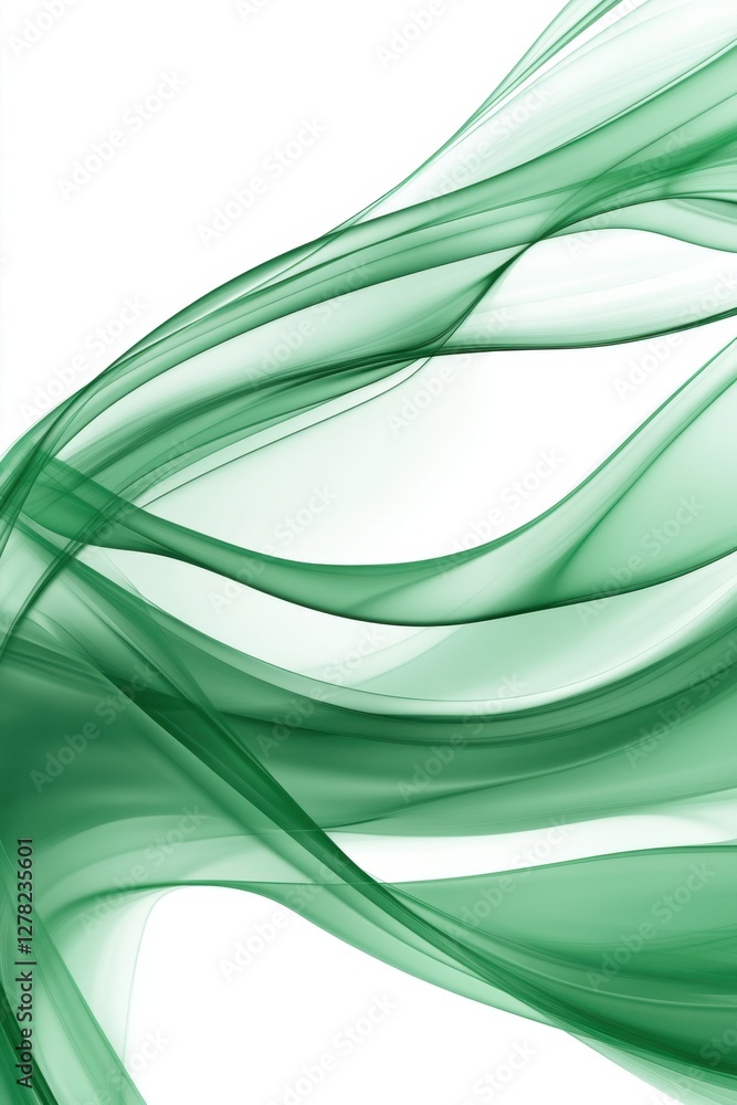 Poster abstract green flowing waves on white background creating a dynamic and elegant visual effect ideal 