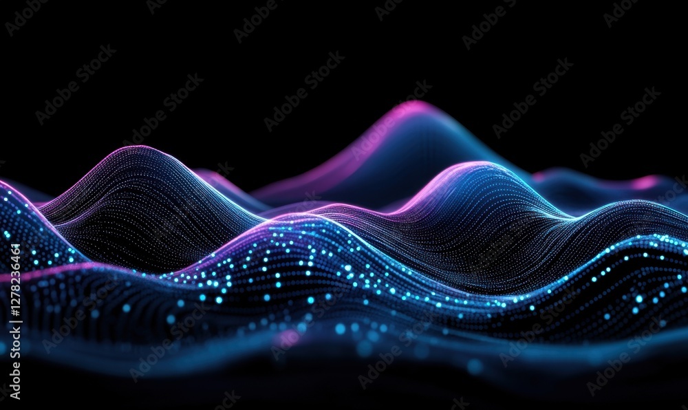 Aufkleber abstract visualization of flowing waves with vibrant colors on a dark background, representing digit